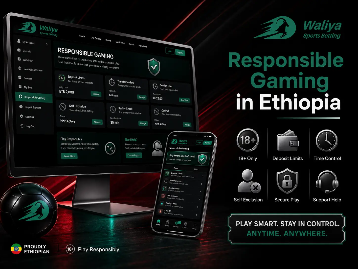 Waliya betting Ethiopia responsible gaming safety features