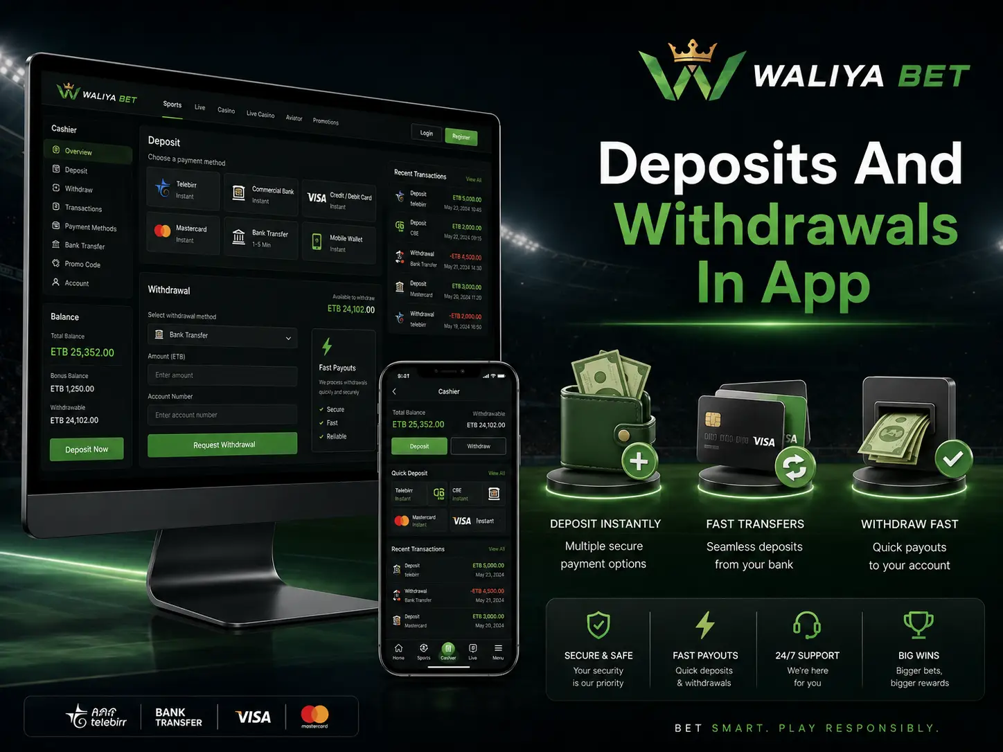 Deposits And Withdrawals In Waliya Bet App